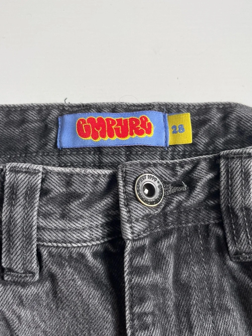 Empyre Black Washed Denim Jean Shorts with Raw Hem baggie